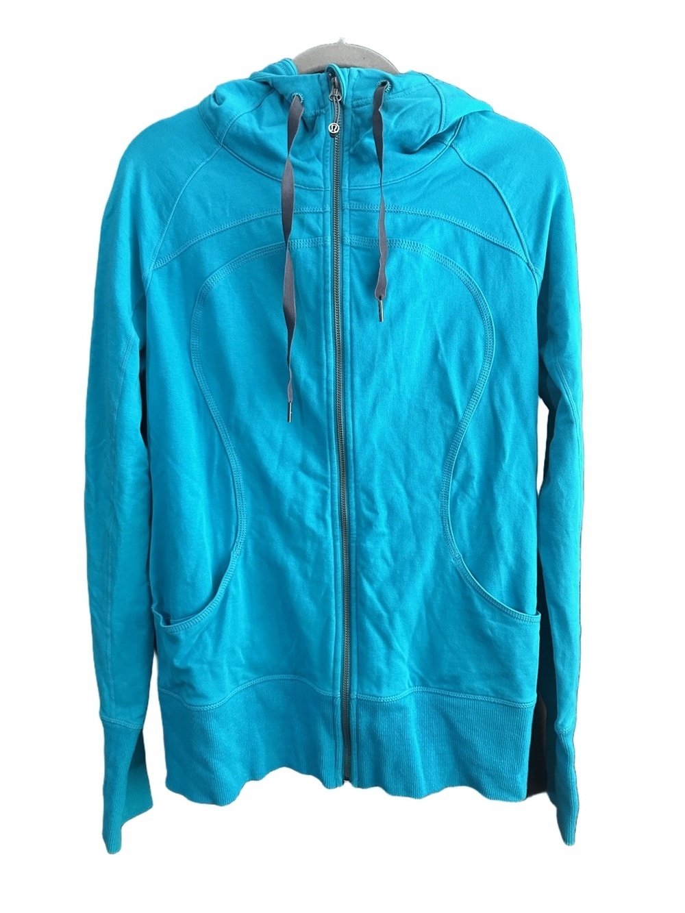 lululemon athletica Sing Floss Travel Teal Blue Zip-Up Hoodie Jacket Size 12